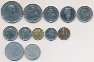 Franciaország 1943-1947. 1Fr Al + 2Fr Al + Svájc 1968-1995. 5r-5Fr (10xklf) T:vegyes
France 1943-194...