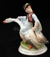 Herendi Ludas Matyi, kézzel festett, hibátlan, jelzett, m: 20 cm, h: 25 cm