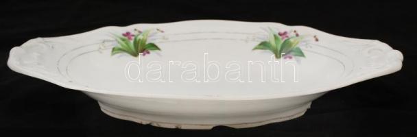 Ibolyamintás Carlsbad német porcelán tál, kézzel festett, jelzett (mélynyomás), kopásnyomokkal, alul...
