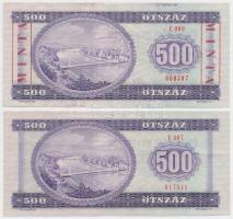 1975. 500Ft + 500Ft "E 000 - 000307" sorozat és sorszámmal illetve piros "MINTA"...