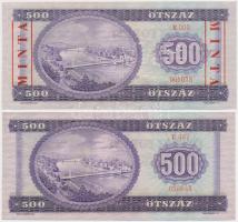 1969. 500Ft + 500Ft "E 000 - 001078" sorozat és sorszámmal illetve piros "MINTA"...