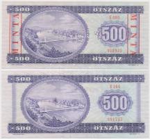 1990. 500Ft + 500Ft "E 000 - 000935" sorozat és sorszámmal illetve piros "MINTA"...
