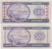 1980. 500Ft + 500Ft "E 000 - 000045" sorozat és sorszámmal illetve piros "MINTA"...
