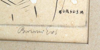 Borsos Miklós (1906-1990): Lovászok, rézkarc, papír, jelzett, sorszámozott (87/100), paszpartuban, f...