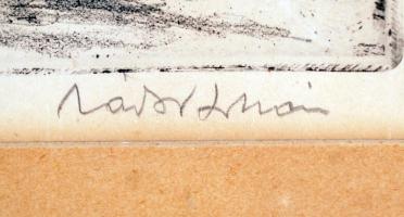 Zádor István (1882-1963): Jegenyesor Szigliget felé. Rézkarc, papír, jelzett, üvegezett keretben, 28...