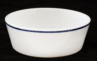 Zsolnay porcelán tál kék csíkkal, hibátlan, jelzett, d: 18 cm