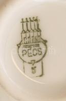 Zsolnay porcelán tál kék csíkkal, hibátlan, jelzett, d: 18 cm