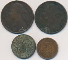 Vegyes: Ausztria 1851A 1kr Cu + Nagy-Britannia 1887. 1p Br "Viktória" + 1891. 1p Br "...