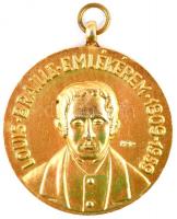 Halmágyi István (1897-1987) 1959. "Louis Braille Emlékérem 1809-1959 / Vakok és Gyengénlátók Országos Szövetsége" aranyozott Br emlékérem füllel (36mm) T:2