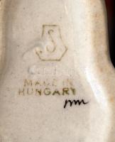 Drasche páva, kézzel festett, jelzett, hibátlan, m:10 cm, h:12 cm