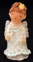 Antalfiné Szente Katalin (keramikus): Angyalka. Mázas kerámia, jelzett, hibátlan / Ceramic angel girl figure m:15 cm