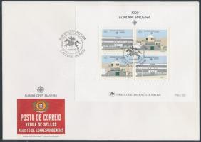 Europa CEPT, postal institutions block on FDC, Europa CEPT, postai intézmények blokk FDC-n