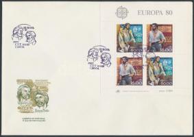 1980 Europa CEPT, híres emberek blokk Mi 29 FDC-n