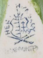 Herendi rózsaszín rózsa, kézzel festett, apró lepattanással, jelzett, 8x6 cm