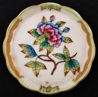 Herendi Viktória mintás kör alakú mini tálka, kézzel festett, hibátlan, jelzett, d: 8 cm