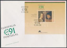 European cultural festival &quot;Europalia´91&quot; block on FDC, Európai kultúrfesztivál &quot;Europalia´91&quot; blokk FDC-n