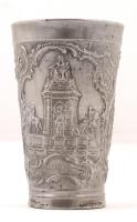 Antik ón pohár Bécsi látképekkel / Atique tin glass with scenes from VIenna. 12 cm