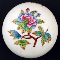 Herendi Viktória mintás ékszertartó dobozka, kézzel festett, hibátlan, jelzett, d: 7,5 cm, m: 6 cm