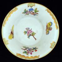 Herendi Viktória mintás porcelán lábas tálak, kézzel festett, hibátlan, jelzett, m: 7,5 cm, d: 15 cm