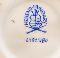 Herendi Viktória mintás porcelán lábas tálak, kézzel festett, hibátlan, jelzett, m: 7,5 cm, d: 15 cm