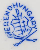 Herendi virágmintás porcelán tálka, 2 db, kézzel festett, hibátlan, jelzett, 11x7,5 cm