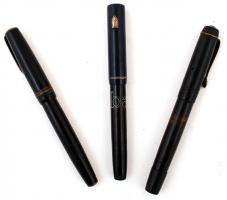 3 db bakelit töltőtoll, benne egy aranyhegyű / 3 Bakelit fountain pens including one with golden tip