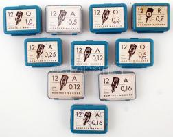 10 doboznyi, különböző vastagságú tustoll hegy