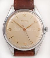 cca 1960 Doxa anti magnetic mechanikus karóra bőrszíjjal. Működik! / Large Doxa anti magnetic watch....
