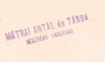 cca 1939 Mátrai Antal és Társa által gyártott benzinmotoros fecskendő fényképe pecséttel, felületén ...