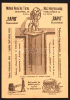 cca 1930-1940 Bp.VI. Mátrai Antal és Társa Részvénytársaság levelezőlapja, rajta a "Rapid" láncoskút reklámjával