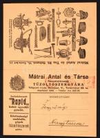cca 1930-1940 Bp.VI. Mátrai Antal és Társa Részvénytársaság levelezőlapja, rajta a "Rapid"...