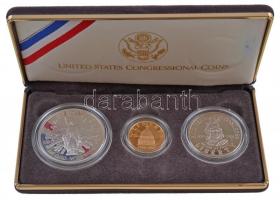 Amerikai Egyesült Államok 1989S 1/2$ Cu-Ni + 1$ Ag (26,73g/0.900/38.1mm) + 1989W 5$ Au (8.359g/0.900...