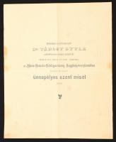 1902 Meghívó Dr. Vaszary Kolos hercegprímás és Dr. Wlassics Gyula vallás- és közoktatásügyi miniszte...