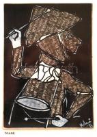 Olvashatatlan jelzéssel: Oskar. Vegyes technika, karton, üvegezett keretben, paszpartuban, 9x6cm