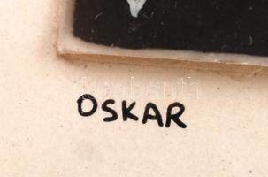 Olvashatatlan jelzéssel: Oskar. Vegyes technika, karton, üvegezett keretben, paszpartuban, 9x6cm