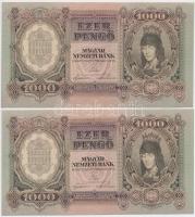 1943. 1000P (2x) sorszámkövetők, papírránccal T:I