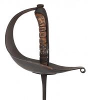 Antik gyakorló vívókard, jelzett, fa markolattal, rozsdás, pengehossz: 83 cm, teljes hossz: 99 cm