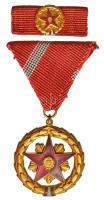 1957. "Szocialista Munkáért Érdemérem" aranyozott, zománcozott Br kitüntetés mellszalagon, szalagsávval, miniatűrrel nem saját tokban T:2