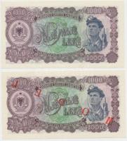 Albánia 1957. 1000L (2x) egyik "MODEL (MINTA)" felülbélyegzéssel és "PL 000000" ...