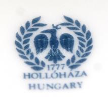 Hollóházi virágmintás talpas kínáló tál, matricás, jelzett, hibátlan, m:14 cm, d:26 cm