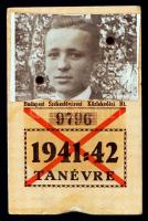 1941 Budapesti Székesfővárosi Közlekedési Rt. tanulóigazolványa az 1941-1942 tanévre