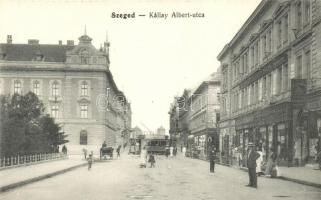 Szeged Kállay Albert utca, üzletek, villamos (Rb)