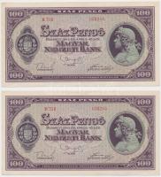 1945. 100P "BÜNTETÉS" szóban "N" felett lemezhiba (2x) sorszámkövetők T:I-,II