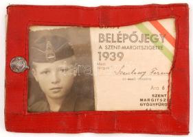 1939 Bp., Belépőjegy a Szent-Margitszigetre fényképpel(Szent-Margitszigeti Gyógyfürdő)