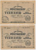 1946. 10.000AP nem kamatozó Pénztárjegy "Másra Át Nem Ruházható", "Magyar Mozgóposta" és "Magyar Királyi Posta Takarékpénztár Főpénztár" felülbélyegzésekkel T:III,III-