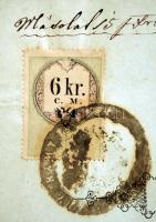 1853 Pápa, Díszes fejléces ügyvédi meghatalmazás 6kr C.M. okmánybélyeggel