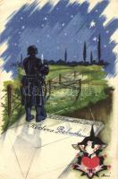 8 db RÉGI motívum lap, katonai humor, Horthy, vegyes minőségű / 8 old motive cards, soldiers humour,...