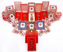 ~1960-1970. 63db "Szocialista Brigád" jelvény, egy része tokban miniatűrrel, több változat...