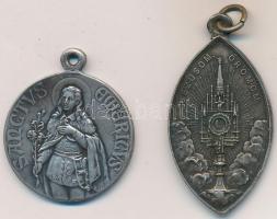 ~1920-1930. "Szent Imre" fém vallási medál (32mm) + "Szent Tarzíciusz" fém vallási medál (44x26mm) T:2