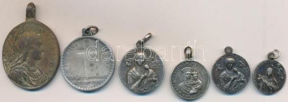~1920-1930. 6db klf fém vallási érem, főleg XI. Pius pápa ábrázolásával T:2,2- patina, rozsda